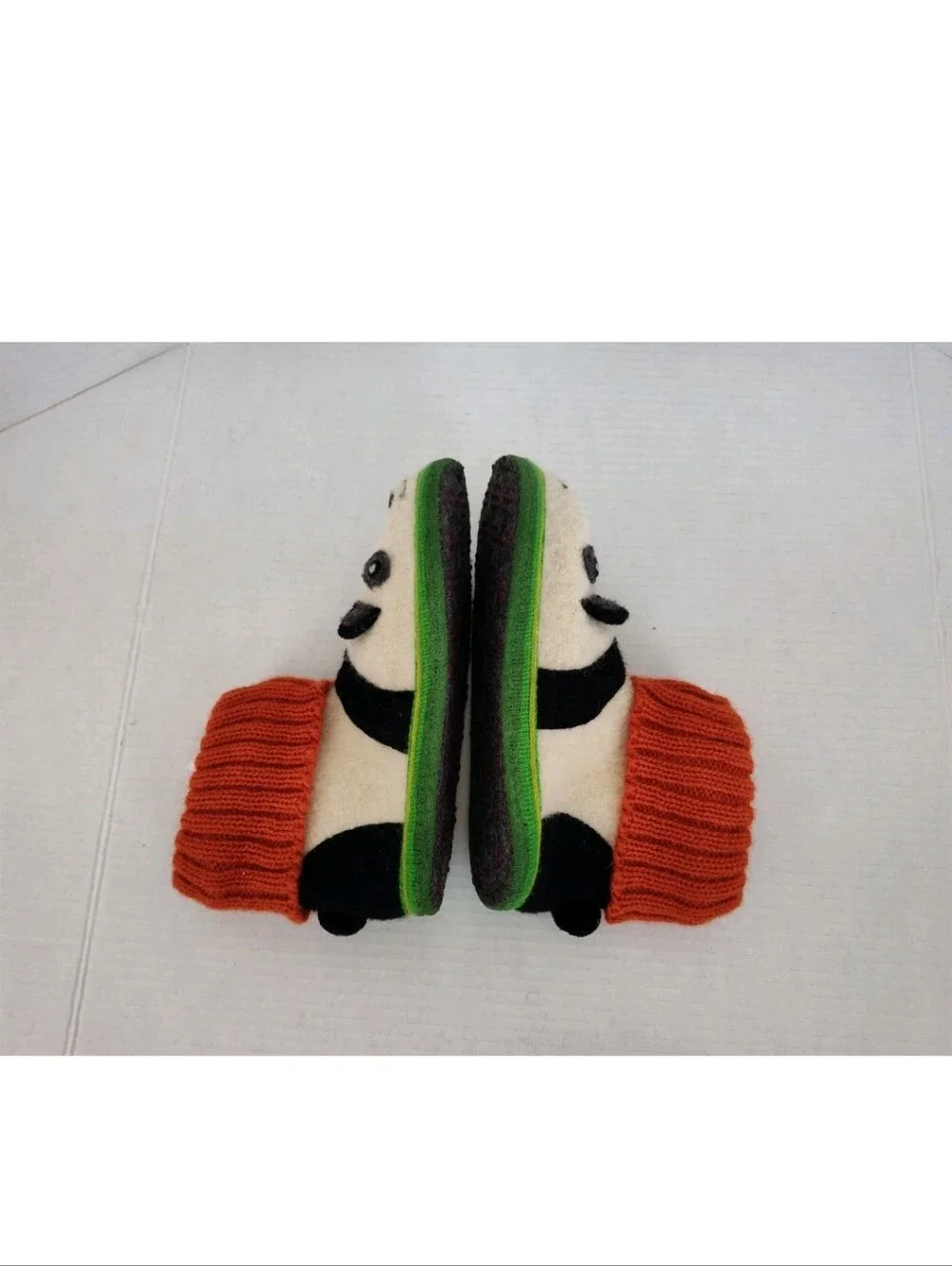 Garnet Hill Boiled Wool Slippers Big Kids Size 4 Panda Bear Slip on Cute Cozy